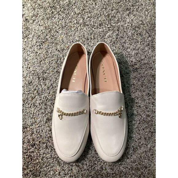 Coach Women's Hanna Leather Loafers Cream Size 7 Casual Slip On Flats - Picture 2 of 6